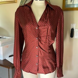 Ann Taylor 100% Silk Printed Top, size Large, NWT